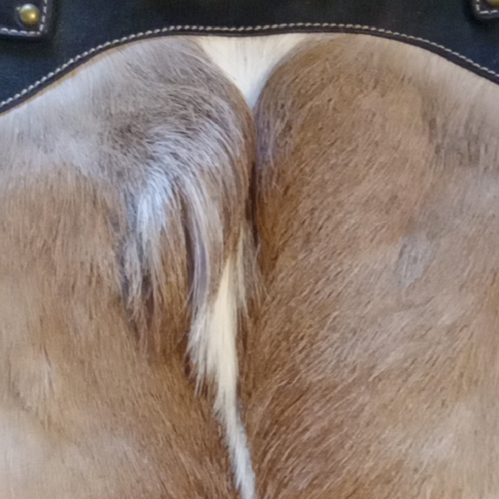 Elegant NUBUCK FUR / Leather Brown and Black Women's Shoulder Bag Like New - Picture 2 of 15